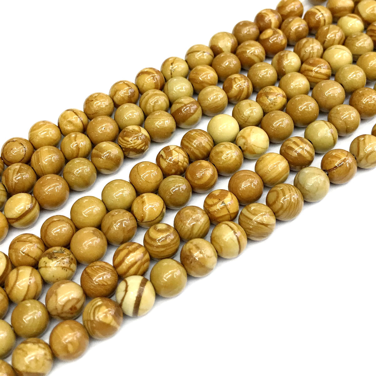 CJP400 Yellow Wood Grain Jasper Beads Smooth Round 6mm 15" Strand