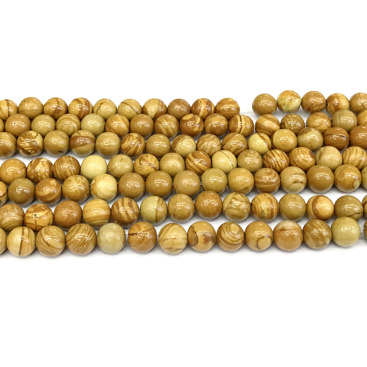 CJP400 Yellow Wood Grain Jasper Beads Smooth Round 6mm 15" Strand