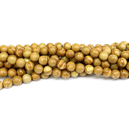 CJP400 Yellow Wood Grain Jasper Beads Smooth Round 6mm 15" Strand