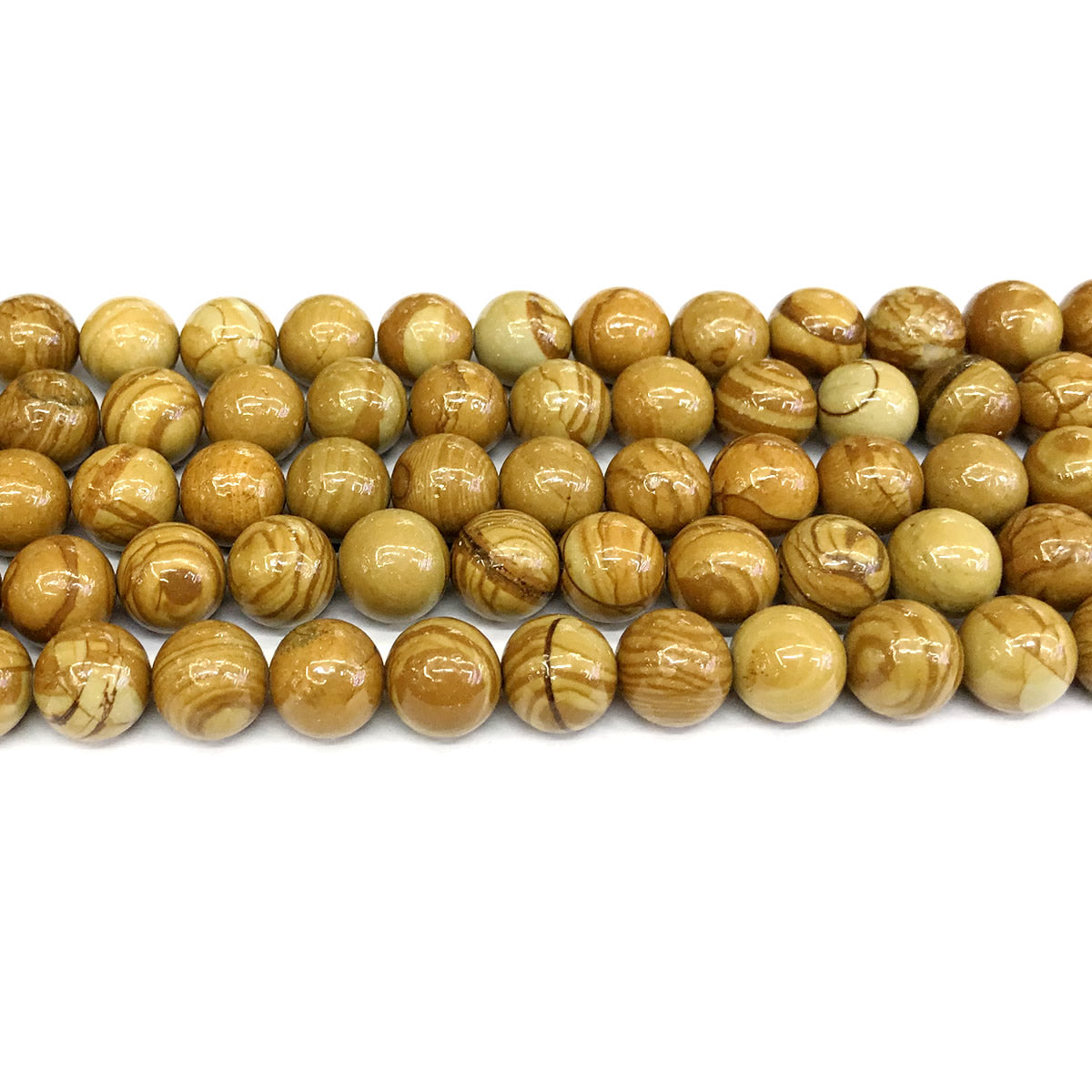 CJP402 Yellow Wood Grain Jasper Beads Smooth Round 10mm 15" Strand