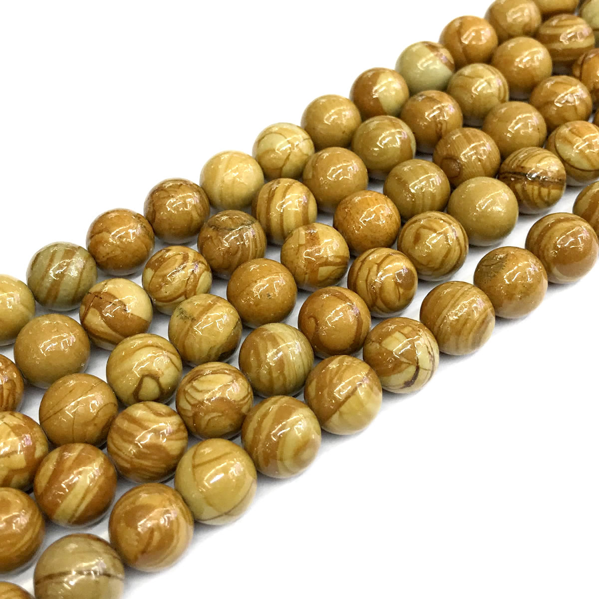 CJP403 Yellow Wood Grain Jasper Beads Smooth Round 12mm 15" Strand