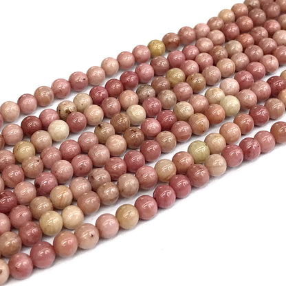 CJP408 Pink Wood Jasper Beads Smooth Round 4mm 15" Strand