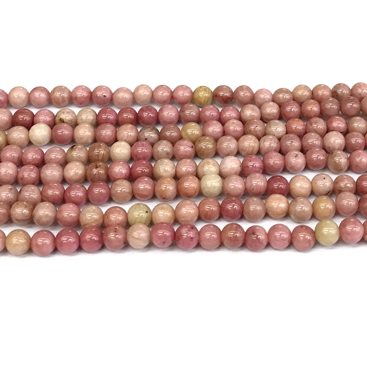 CJP408 Pink Wood Jasper Beads Smooth Round 4mm 15" Strand