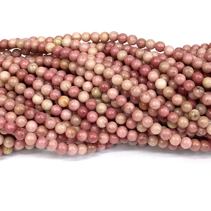 CJP408 Pink Wood Jasper Beads Smooth Round 4mm 15" Strand