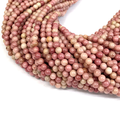 CJP408 Pink Wood Jasper Beads Smooth Round 4mm 15" Strand