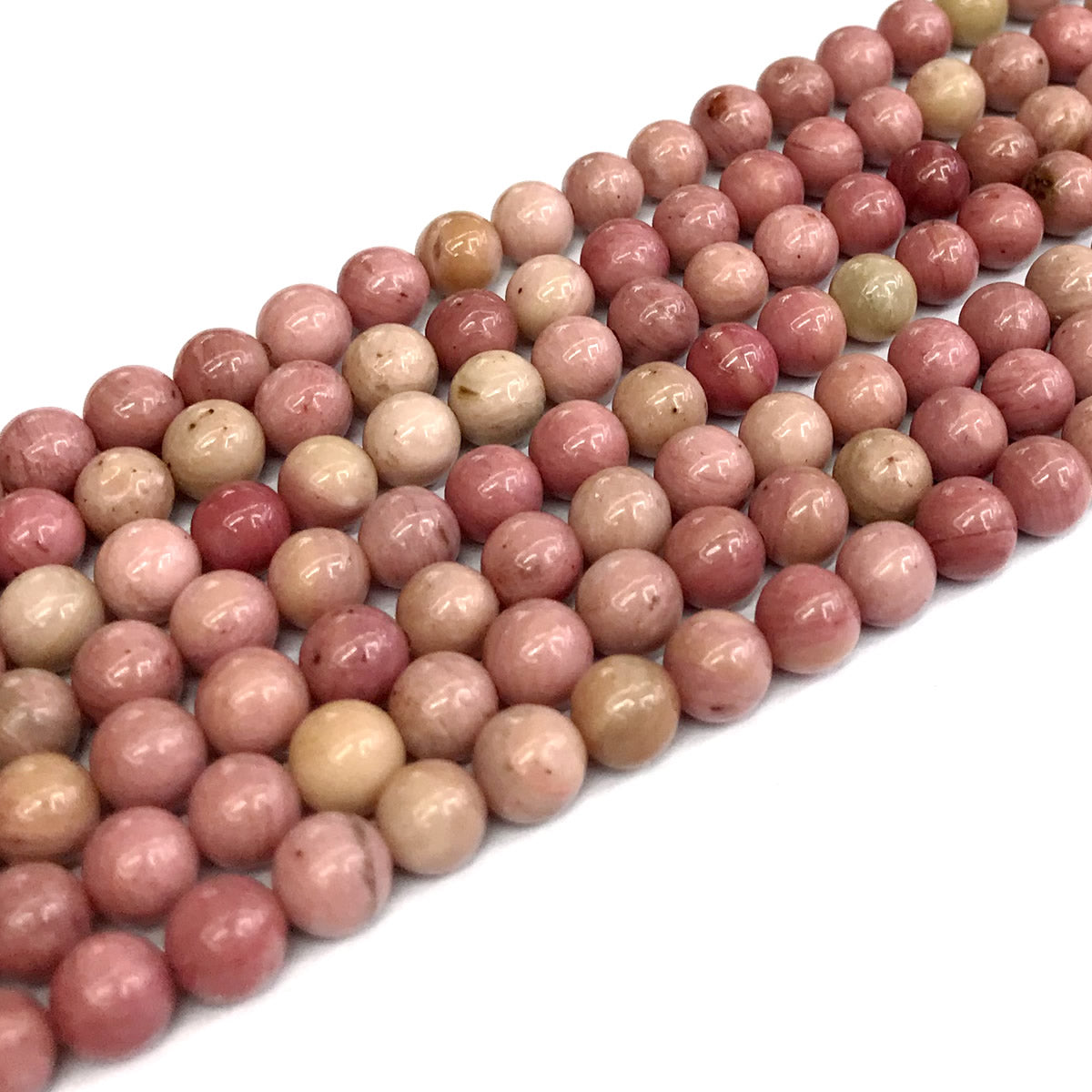 CJP409 Pink Wood Jasper Beads Smooth Round 6mm 15" Strand