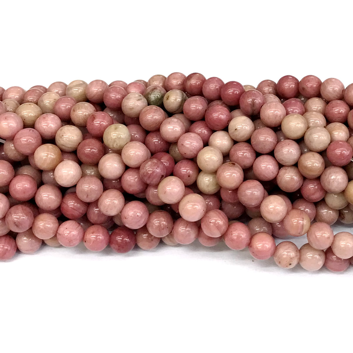 CJP409 Pink Wood Jasper Beads Smooth Round 6mm 15" Strand