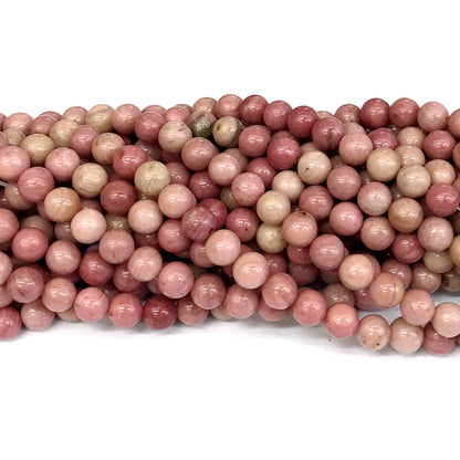 CJP409 Pink Wood Jasper Beads Smooth Round 6mm 15" Strand