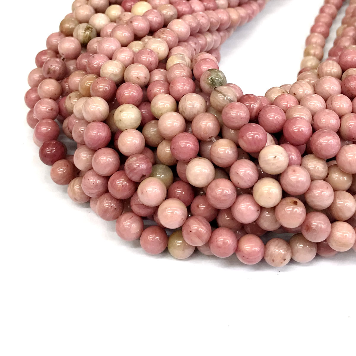 CJP409 Pink Wood Jasper Beads Smooth Round 6mm 15" Strand