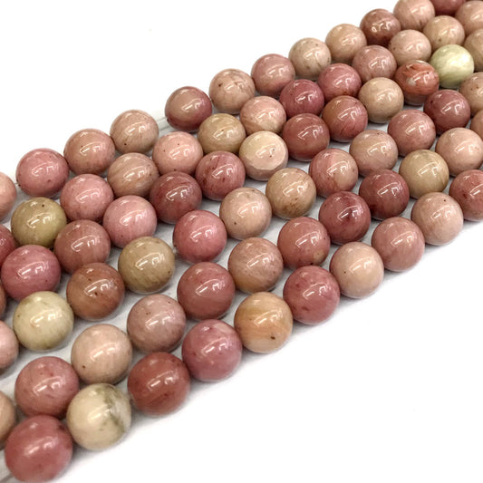 CJP410 Pink Wood Jasper Beads Smooth Round 8mm 15" Strand