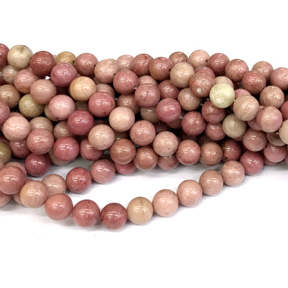 CJP410 Pink Wood Jasper Beads Smooth Round 8mm 15" Strand