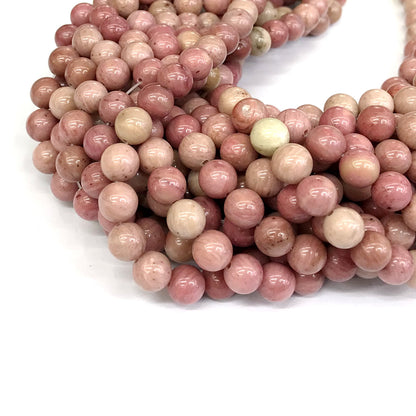 CJP410 Pink Wood Jasper Beads Smooth Round 8mm 15" Strand