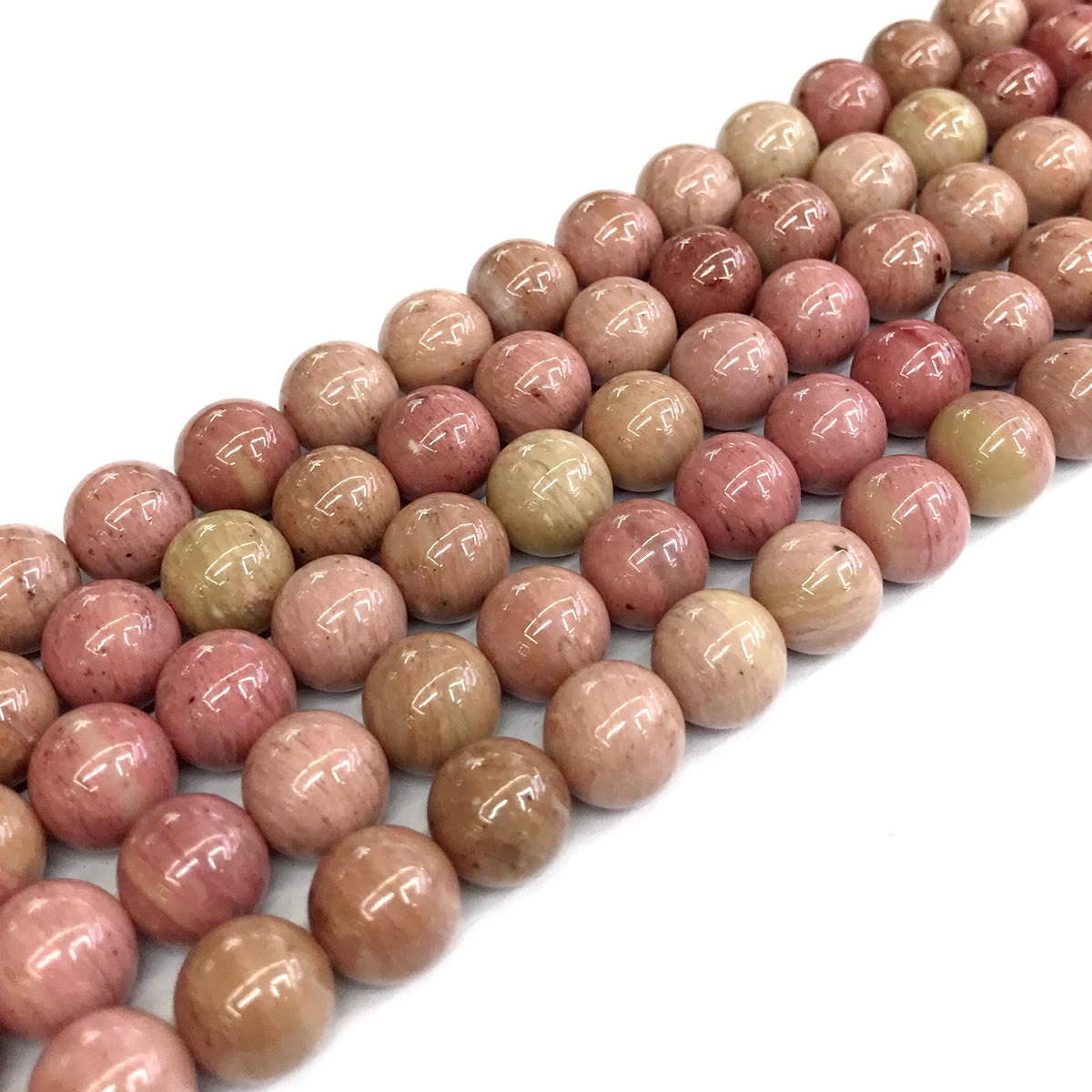 CJP411 Pink Wood Jasper Beads Smooth Round 10mm 15" Strand