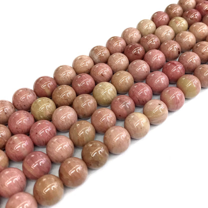 CJP411 Pink Wood Jasper Beads Smooth Round 10mm 15" Strand