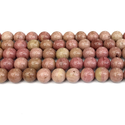 CJP411 Pink Wood Jasper Beads Smooth Round 10mm 15" Strand