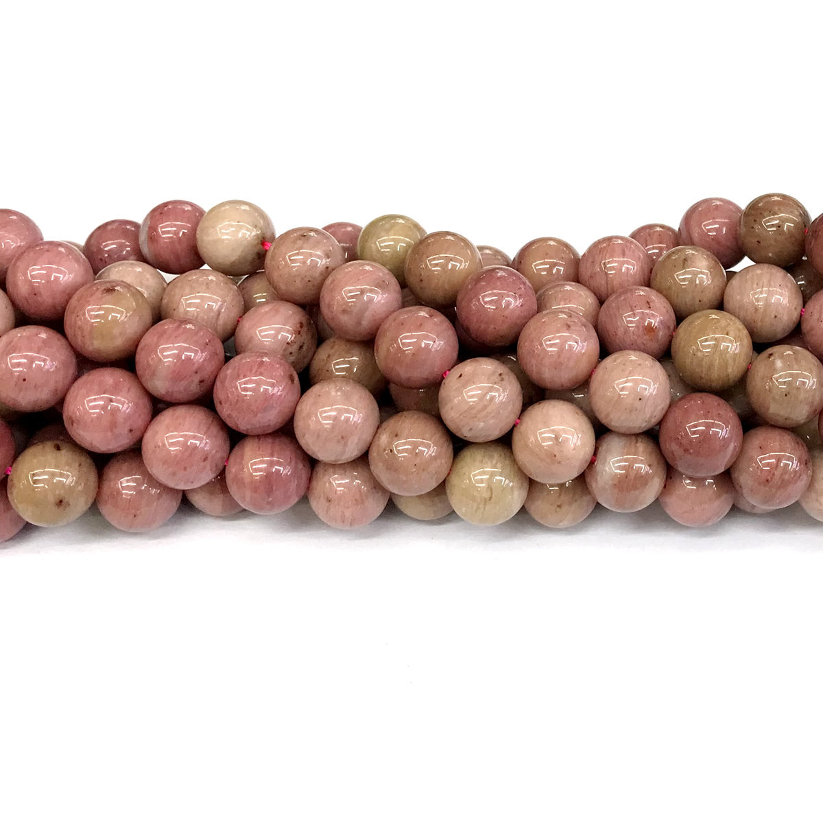 CJP411 Pink Wood Jasper Beads Smooth Round 10mm 15" Strand