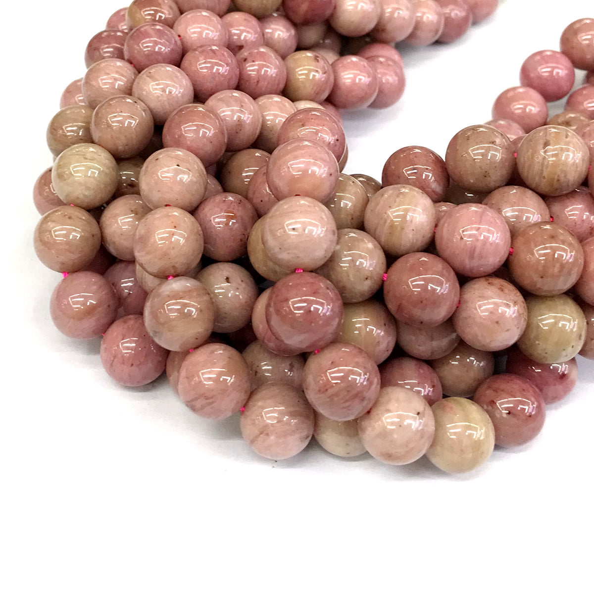 CJP411 Pink Wood Jasper Beads Smooth Round 10mm 15" Strand