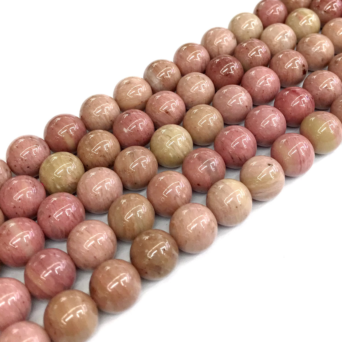 CJP412 Pink Wood Jasper Beads Smooth Round 12mm 15" Strand