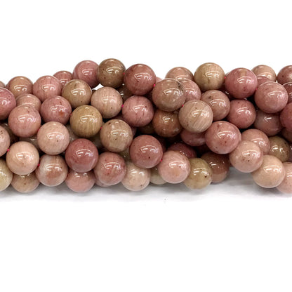 CJP412 Pink Wood Jasper Beads Smooth Round 12mm 15" Strand