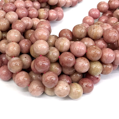 CJP412 Pink Wood Jasper Beads Smooth Round 12mm 15" Strand