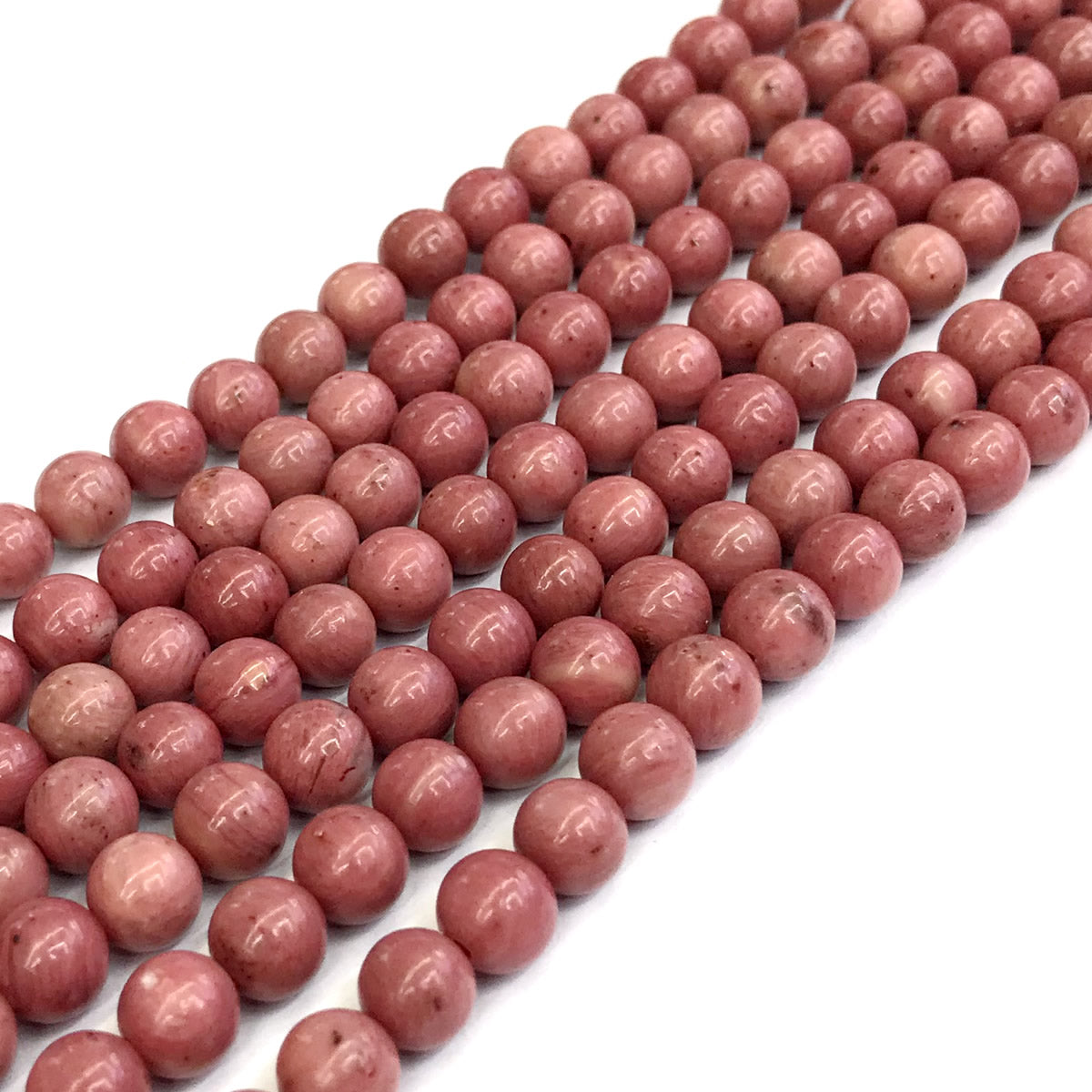 CJP417 Pink Wood Jasper Beads Smooth Round 4mm 15" Strand