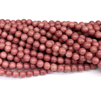 CJP417 Pink Wood Jasper Beads Smooth Round 4mm 15" Strand