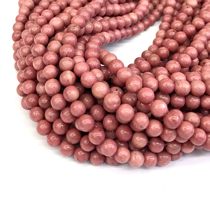 CJP417 Pink Wood Jasper Beads Smooth Round 4mm 15" Strand