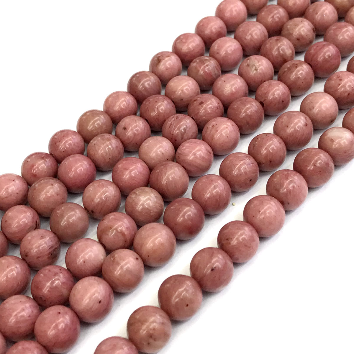 CJP419 Pink Wood Jasper Beads Smooth Round 8mm 15" Strand