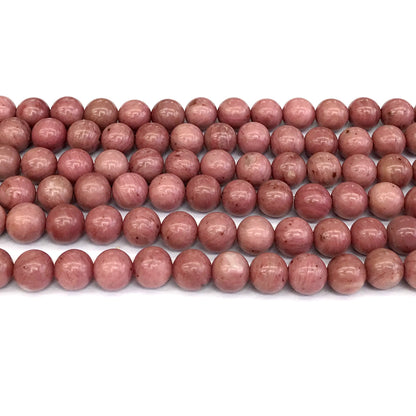 CJP419 Pink Wood Jasper Beads Smooth Round 8mm 15" Strand