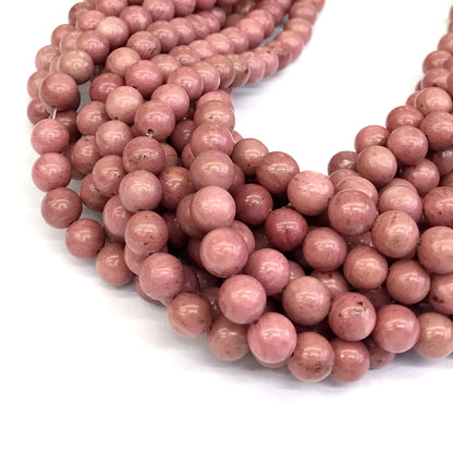 CJP419 Pink Wood Jasper Beads Smooth Round 8mm 15" Strand