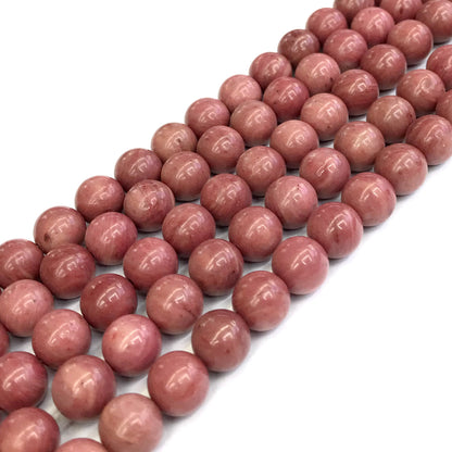 CJP420 Pink Wood Jasper Beads Smooth Round 10mm 15" Strand