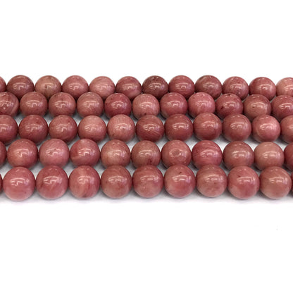 CJP420 Pink Wood Jasper Beads Smooth Round 10mm 15" Strand