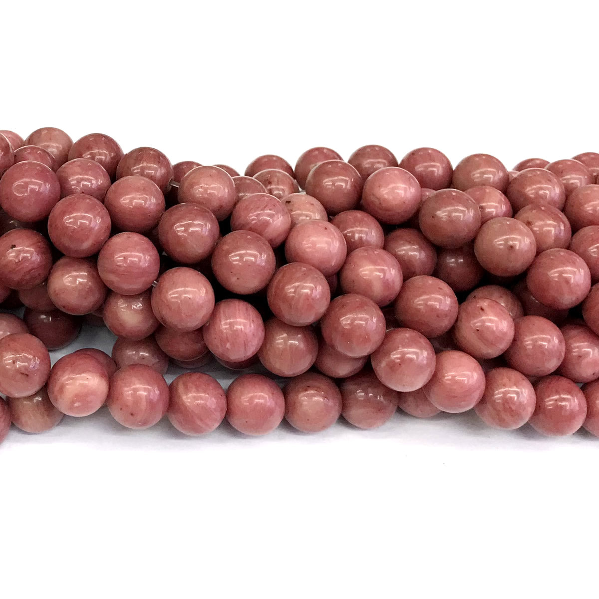 CJP420 Pink Wood Jasper Beads Smooth Round 10mm 15" Strand