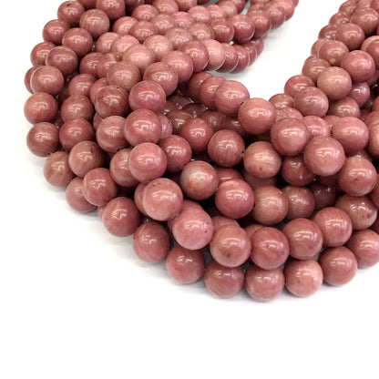 CJP420 Pink Wood Jasper Beads Smooth Round 10mm 15" Strand