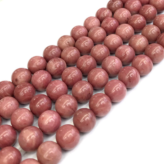 CJP421 Pink Wood Jasper Beads Smooth Round 12mm 15" Strand