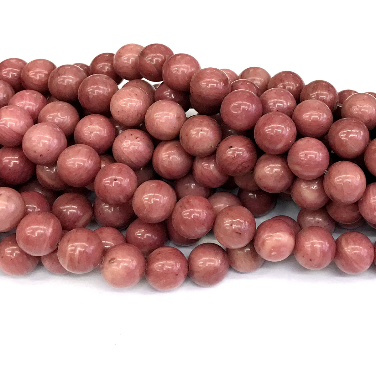 CJP421 Pink Wood Jasper Beads Smooth Round 12mm 15" Strand