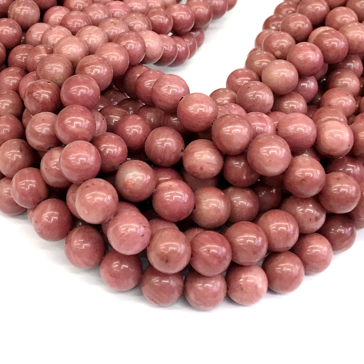 CJP421 Pink Wood Jasper Beads Smooth Round 12mm 15" Strand