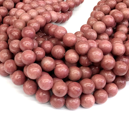 CJP421 Pink Wood Jasper Beads Smooth Round 12mm 15" Strand