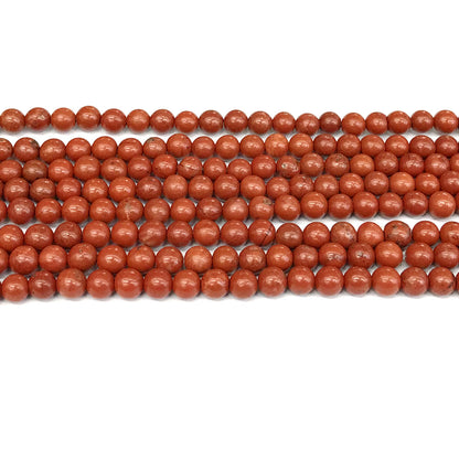 CJP426 Red Jasper Beads Smooth Round 4mm 15" Strand