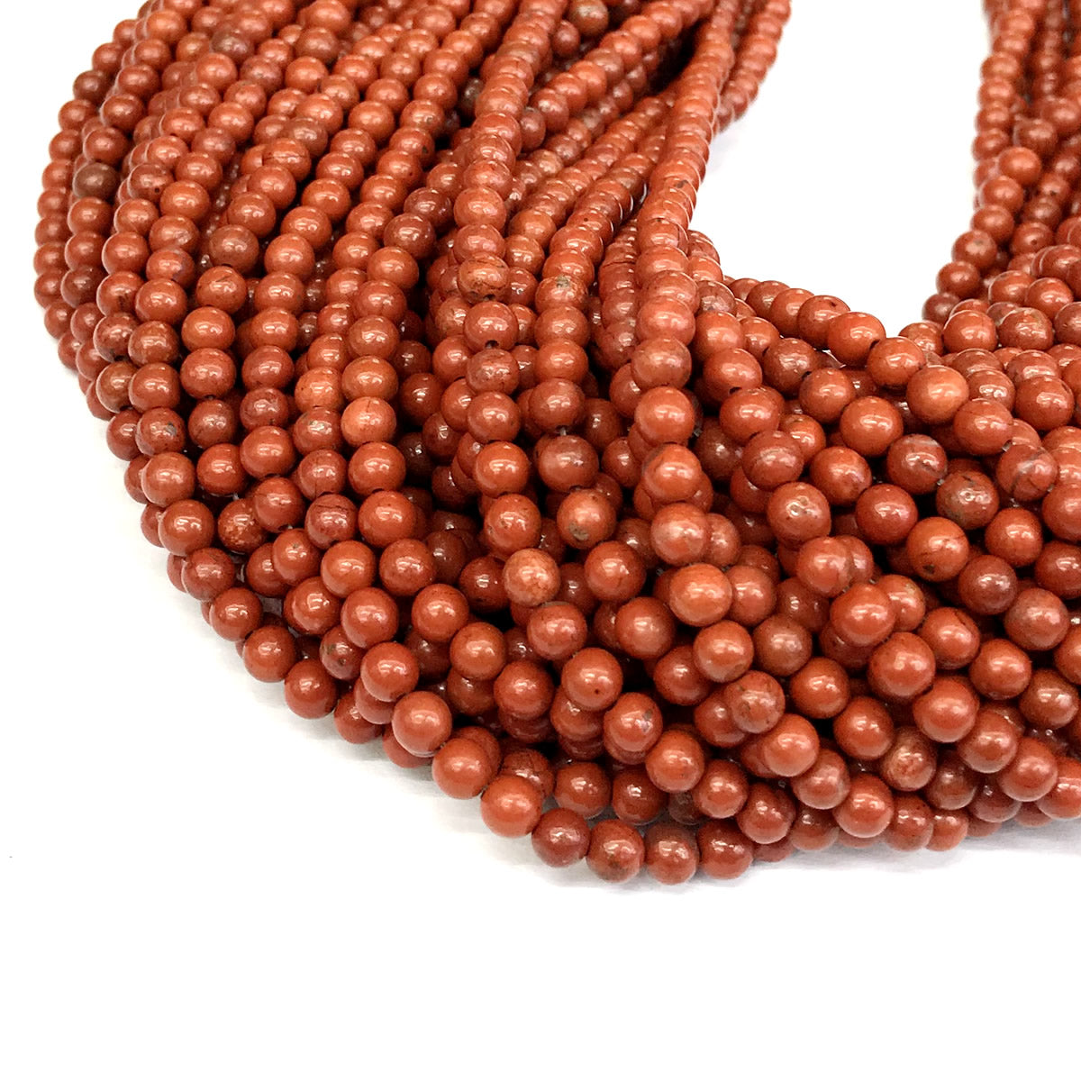 CJP426 Red Jasper Beads Smooth Round 4mm 15" Strand