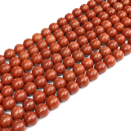 CJP427 Red Jasper Beads Smooth Round 6mm 15" Strand