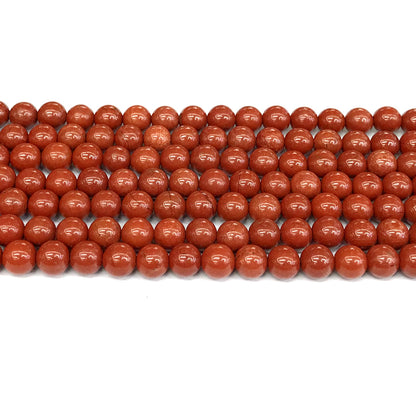 CJP427 Red Jasper Beads Smooth Round 6mm 15" Strand