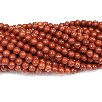 CJP427 Red Jasper Beads Smooth Round 6mm 15" Strand