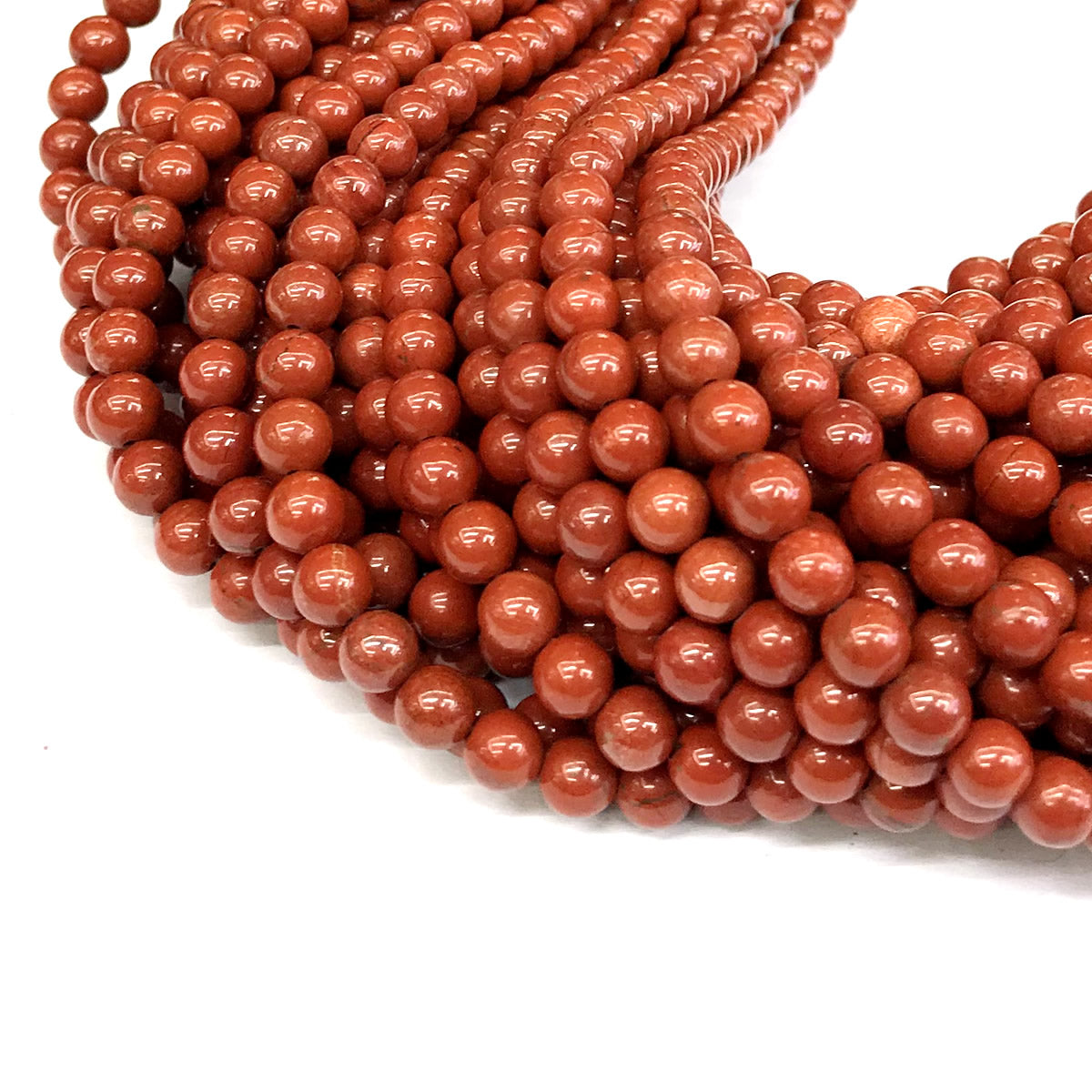 CJP427 Red Jasper Beads Smooth Round 6mm 15" Strand