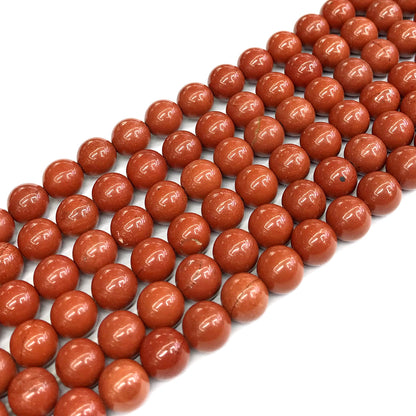 CJP428 Red Jasper Beads Smooth Round 8mm 15" Strand