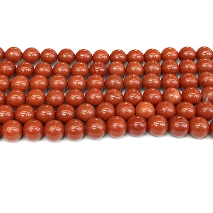 CJP428 Red Jasper Beads Smooth Round 8mm 15" Strand