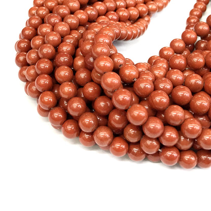 CJP428 Red Jasper Beads Smooth Round 8mm 15" Strand