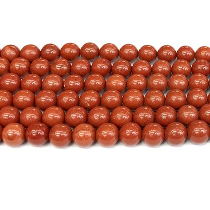 CJP429 Red Jasper Beads Smooth Round 10mm 15" Strand