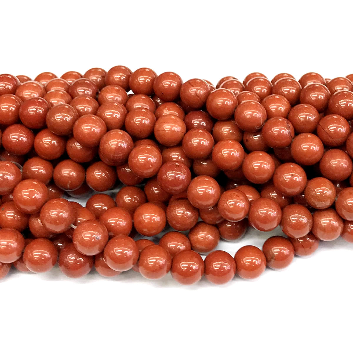 CJP429 Red Jasper Beads Smooth Round 10mm 15" Strand