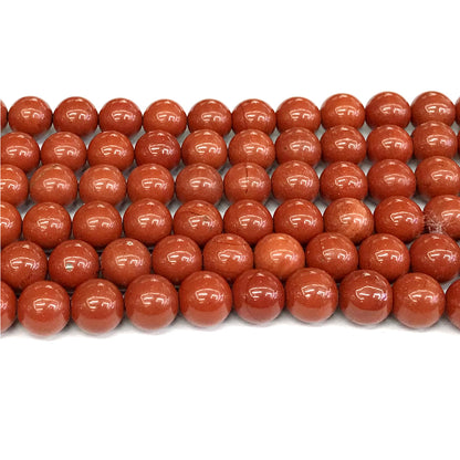 CJP430 Red Jasper Beads Smooth Round 12mm 15" Strand